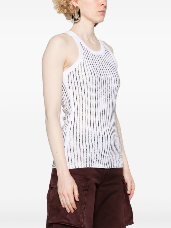 The Attico White Crystal Cotton Tank Top | Browns Vests & Tank Tops