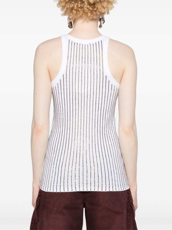 The Attico White Crystal Cotton Tank Top | Browns Vests & Tank Tops