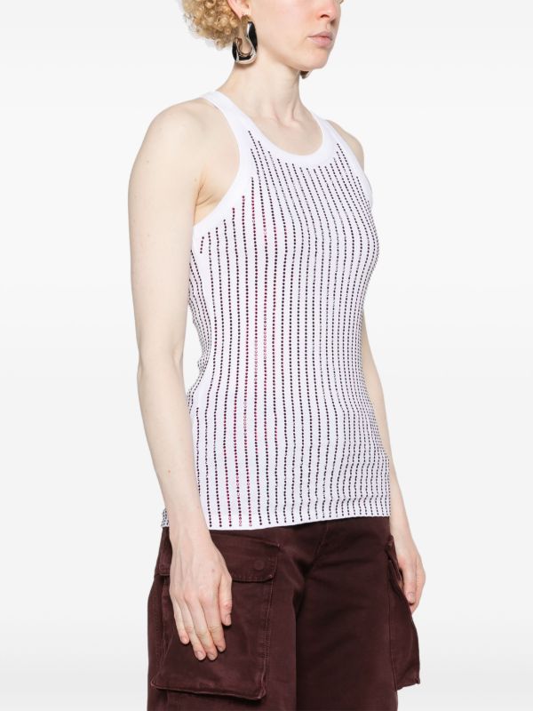 The Attico White Crystal Cotton Tank Top | Browns Vests & Tank Tops