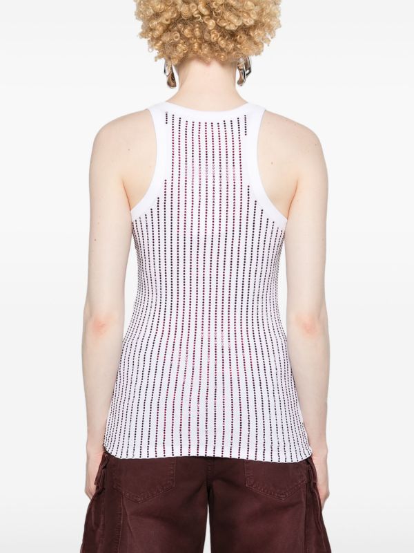 The Attico White Crystal Cotton Tank Top | Browns Vests & Tank Tops