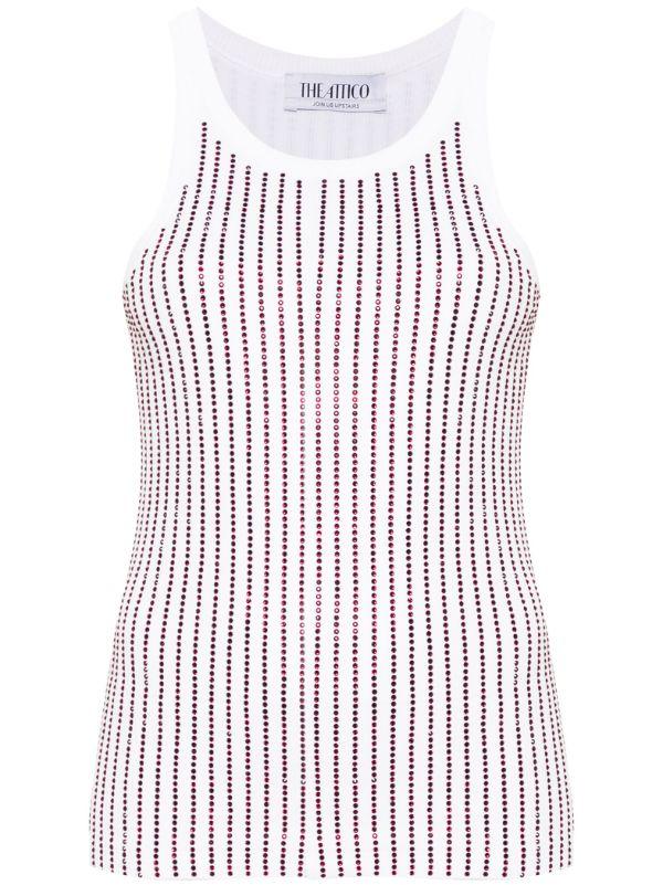 The Attico white crystal cotton tank top | Browns Vests & Tank Tops