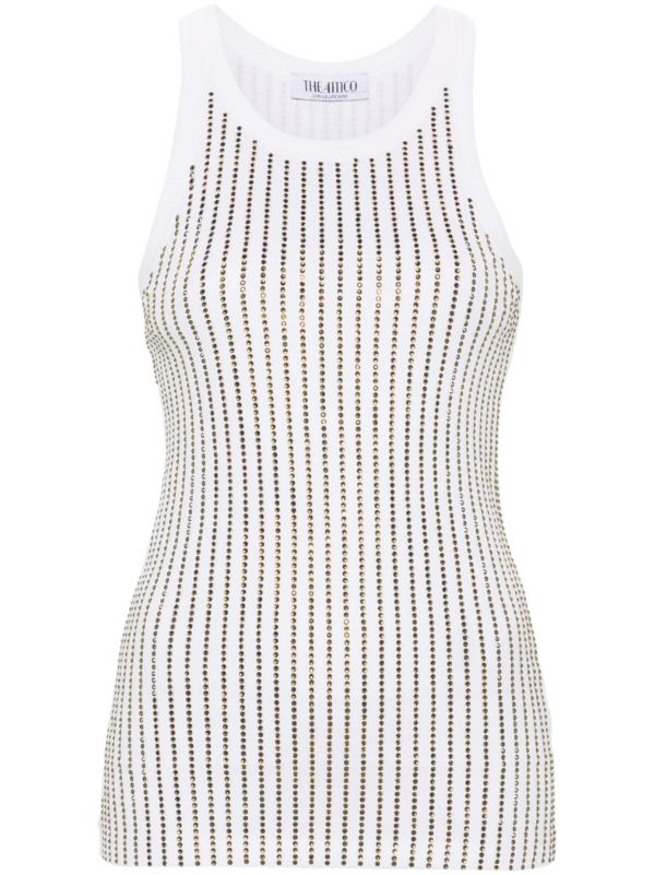The Attico white crystal cotton tank top | Browns Vests & Tank Tops