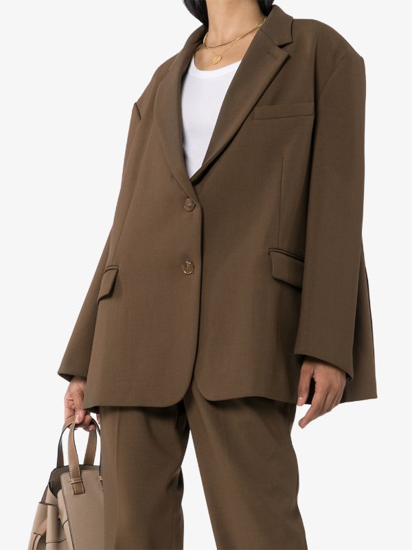 The Frankie Shop Brown Bea Oversized Blazer | Browns Suit Jackets