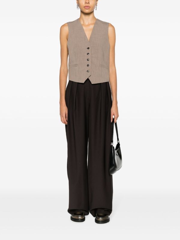 The Frankie Shop Brown Ripley Pleated Trousers | Browns Wide-Leg Pants