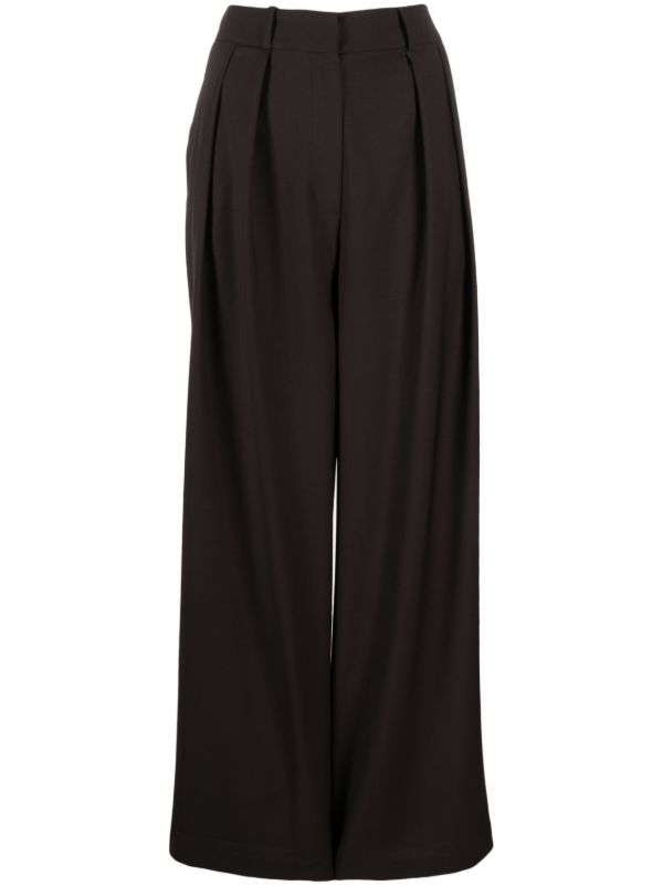 The Frankie Shop Brown Ripley Pleated Trousers | Browns Wide-Leg Pants
