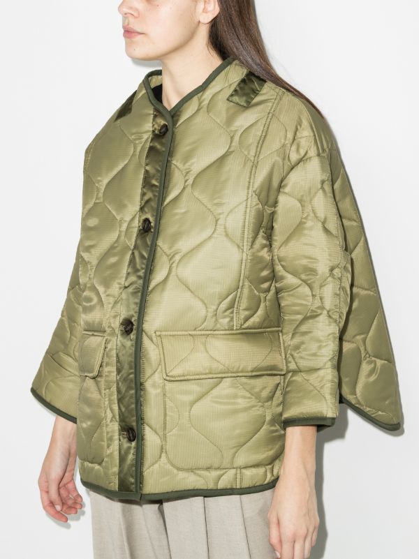 The Frankie Shop Green Teddy Quilted Jacket | Browns Oversized Jackets