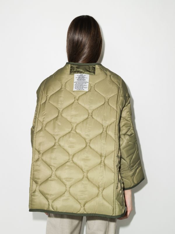 The Frankie Shop Green Teddy Quilted Jacket | Browns Oversized Jackets
