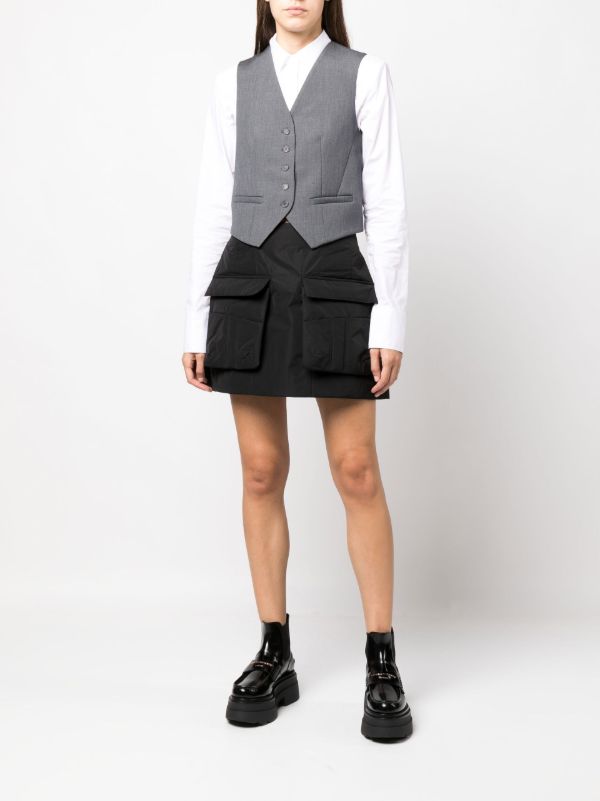 The Frankie Shop Grey Gelso Waistcoat | Browns Suit Jackets