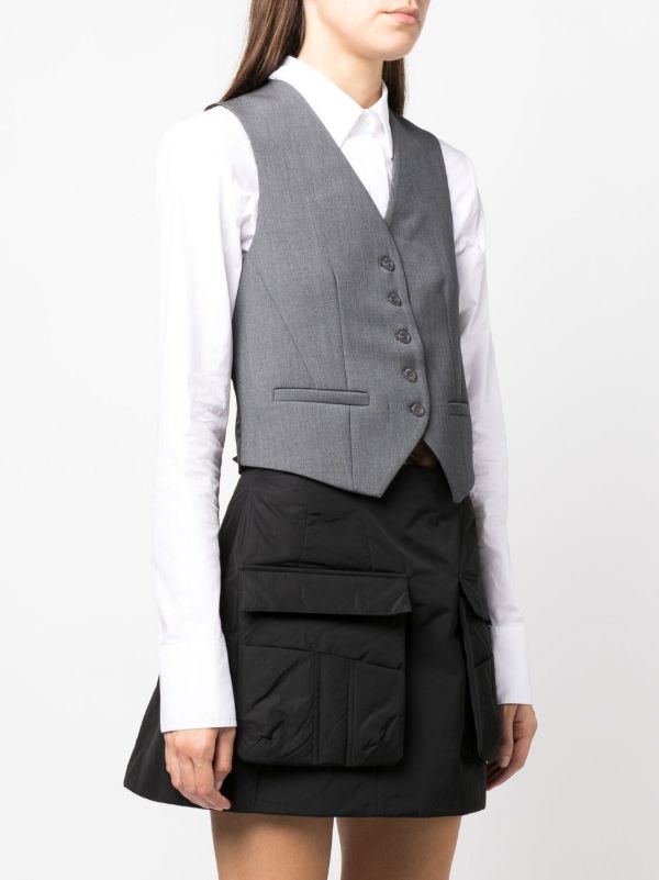 The Frankie Shop Grey Gelso Waistcoat | Browns Suit Jackets