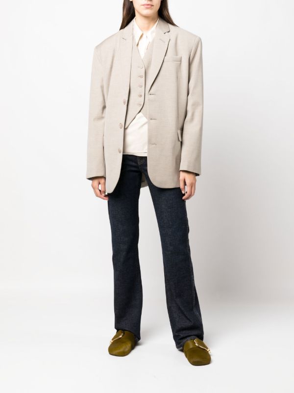The Frankie Shop Neutral Gelso Oversized Blazer | Browns Suit Jackets