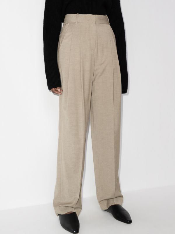 The Frankie Shop Neutral Gelso Straight-leg Trousers | Browns Suit Trousers