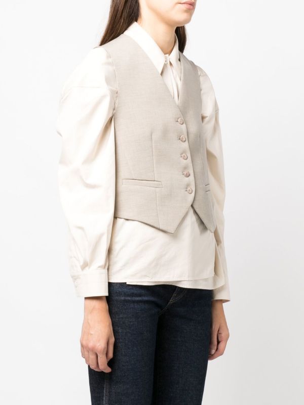 The Frankie Shop Neutral Gelso Waistcoat | Browns Suit Jackets