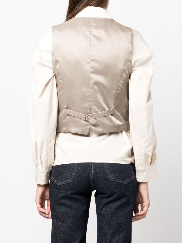 The Frankie Shop Neutral Gelso Waistcoat | Browns Suit Jackets