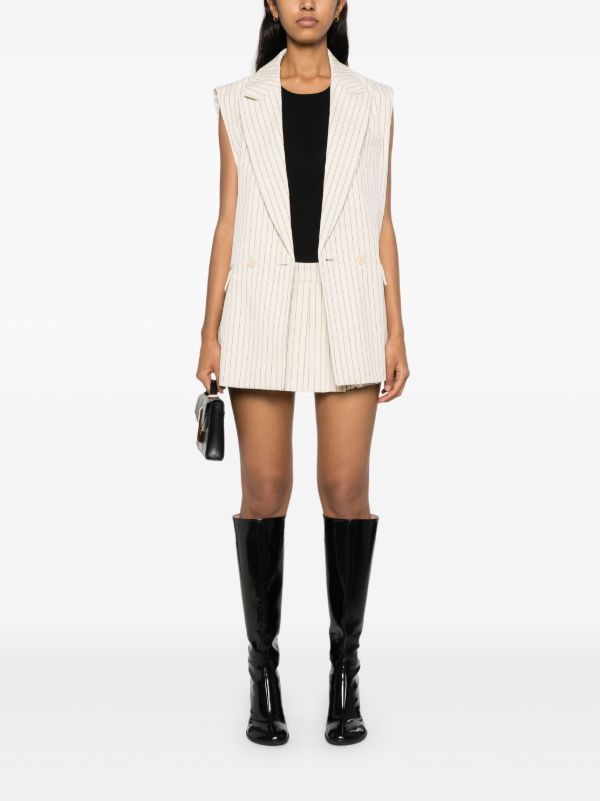 The Frankie Shop Neutral Pinstripe Twill Waistcoat | Browns Waistcoats & Gilets