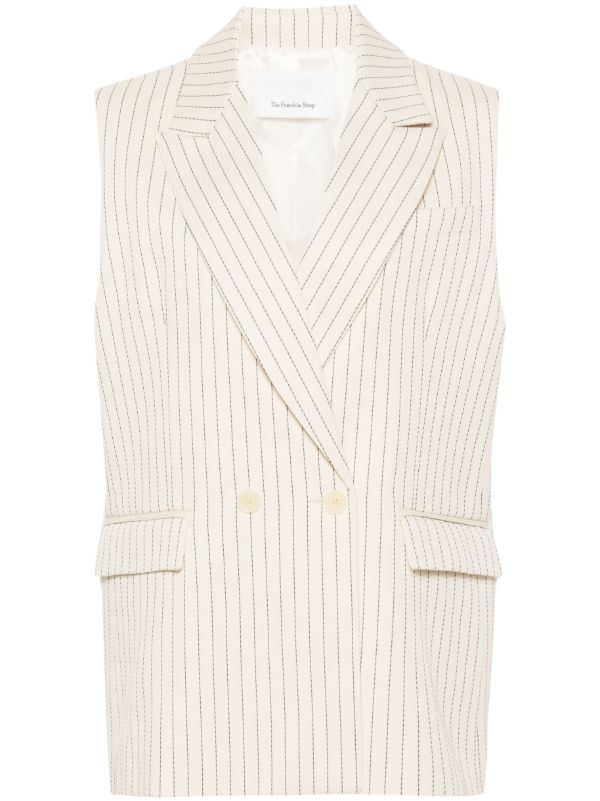 The Frankie Shop Neutral Pinstripe Twill Waistcoat | Browns Waistcoats & Gilets