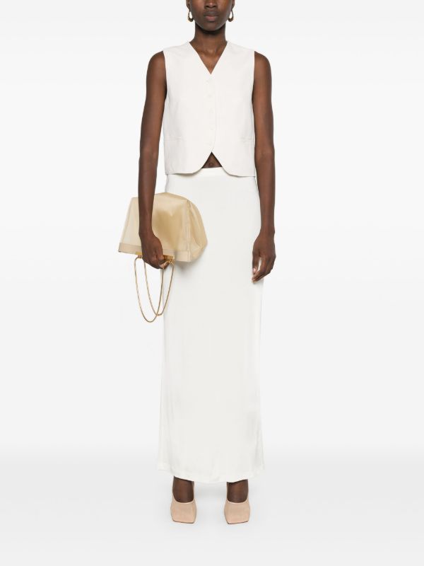 The Frankie Shop White Twill V-neck Waistcoat | Browns Waistcoats & Gilets