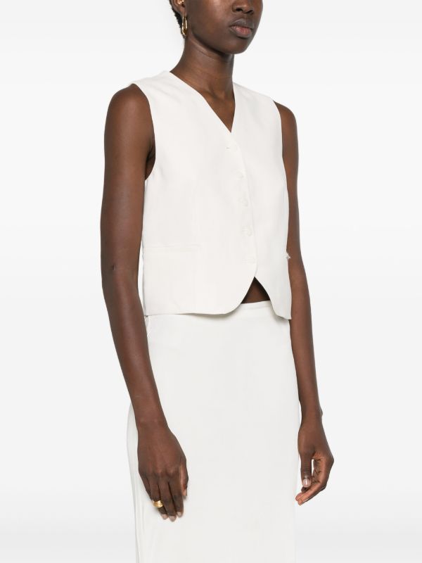 The Frankie Shop White Twill V-neck Waistcoat | Browns Waistcoats & Gilets