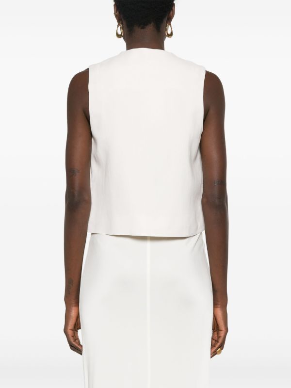 The Frankie Shop White Twill V-neck Waistcoat | Browns Waistcoats & Gilets