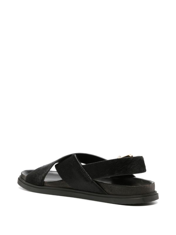 The Row Black Buckle Leather Sandals | Browns Sandals