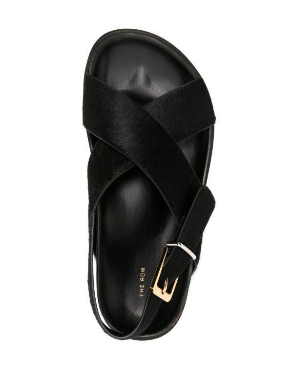 The Row Black Buckle Leather Sandals | Browns Sandals