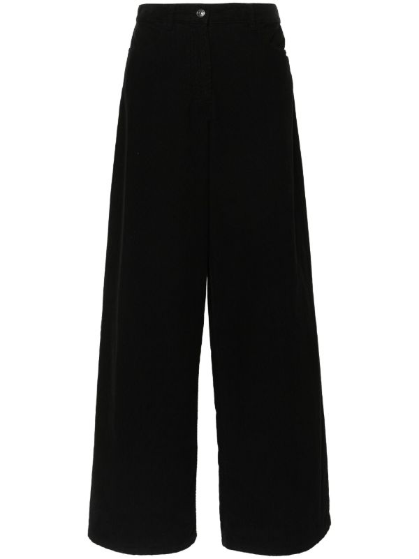The Row Black Chan Wide-Leg Trousers | Browns High Waisted Pants