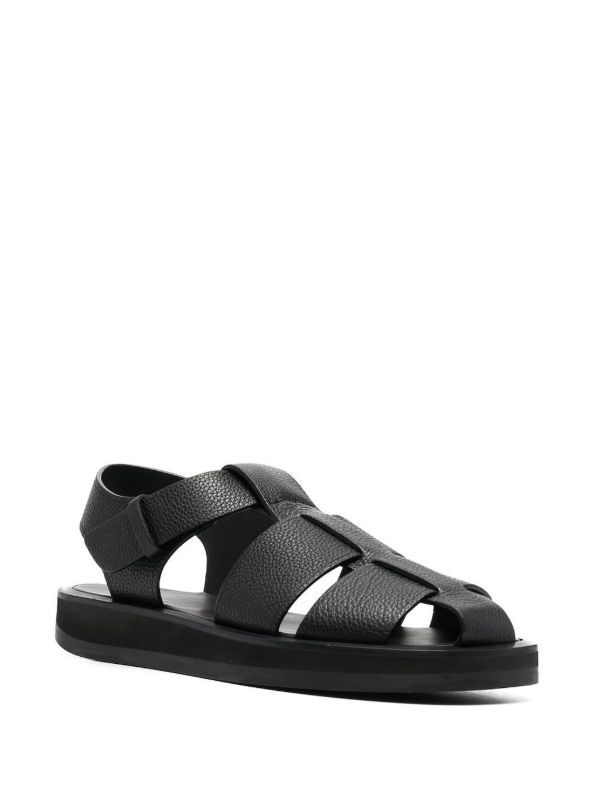 The Row Black Fisherman Leather Sandals | Browns Sandals