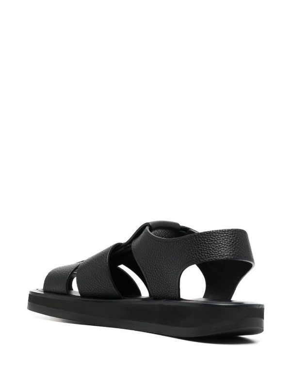 The Row Black Fisherman Leather Sandals | Browns Sandals