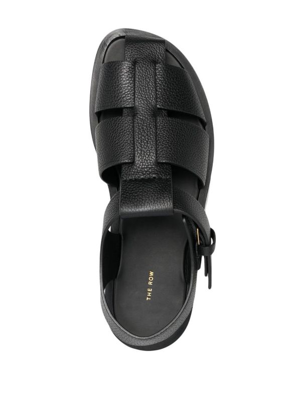 The Row Black Fisherman Leather Sandals | Browns Sandals