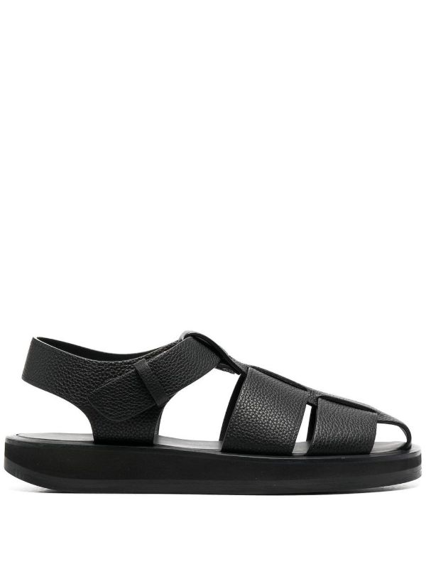 The Row black Fisherman leather sandals | Browns Sandals