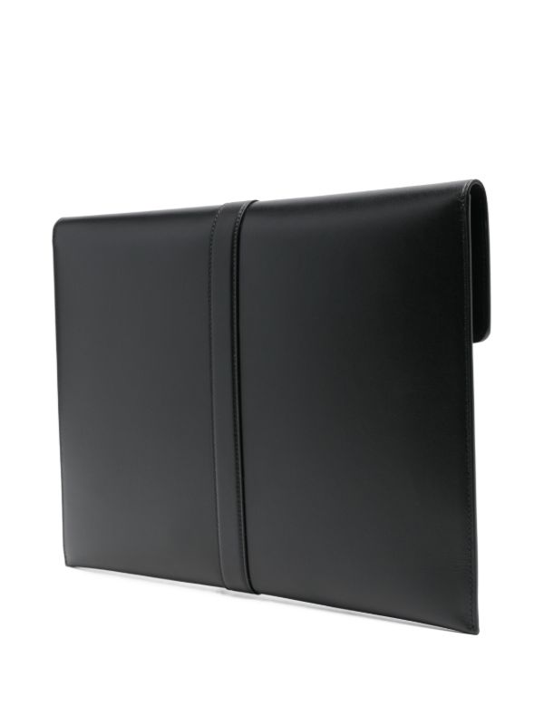 The Row Black Leather Clutch Bag | Browns Clutch Bags