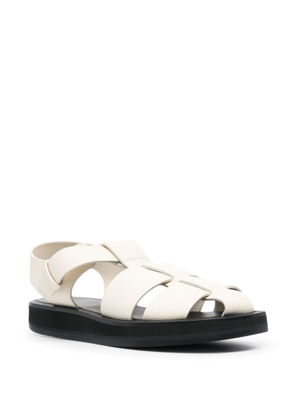 The Row White Grained Leather Fisherman Sandals | Browns Sandals