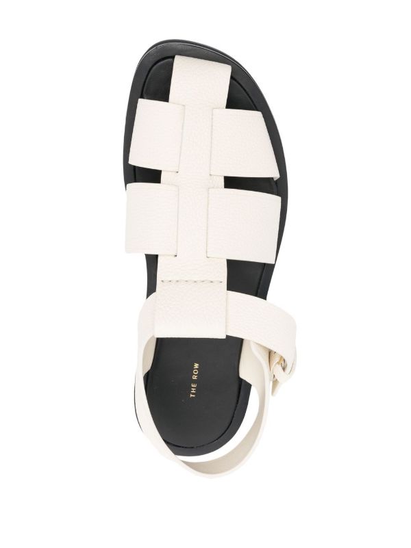 The Row White Grained Leather Fisherman Sandals | Browns Sandals