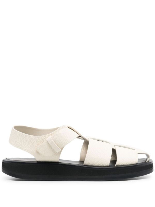 The Row white grained leather fisherman sandals | Browns Sandals