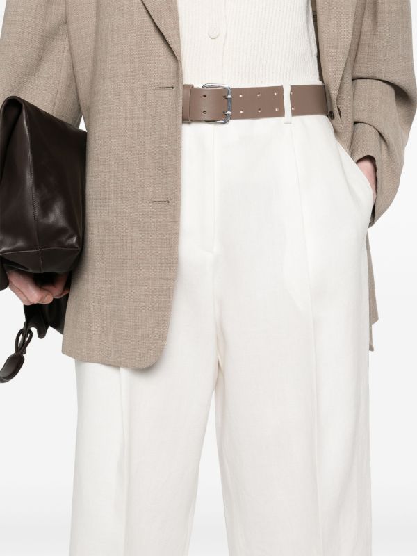 The Row White Wide-Leg Linen Trousers | Browns Slacks