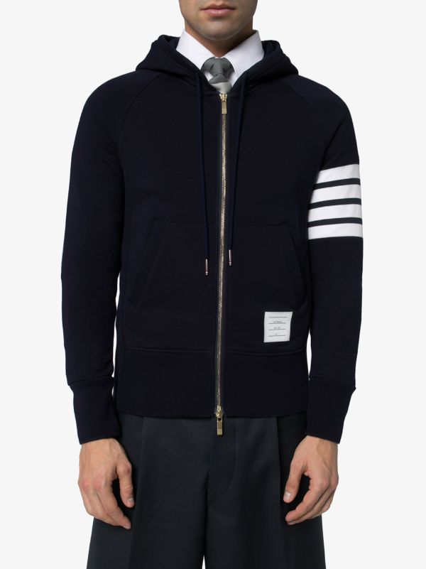 Thom Browne 4-bar Sleeve Zip-up Hoodie | Browns Hoodies
