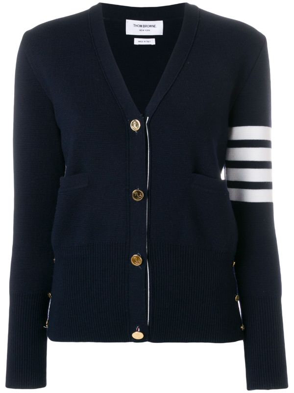 Thom Browne 4-bar stripe merino wool cardigan | Browns Cardigans