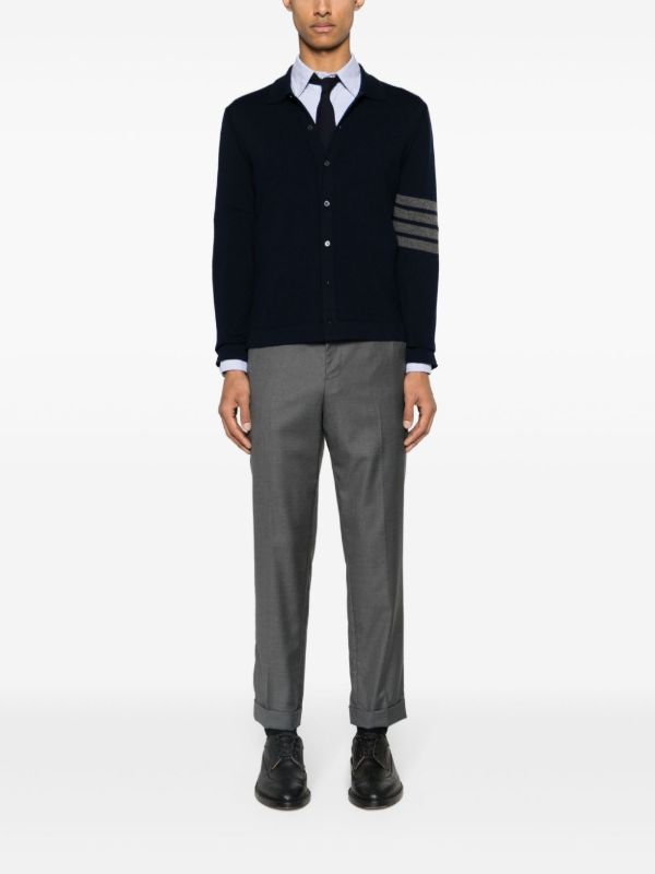 Thom Browne Blue 4-Bar Cashmere Cardigan | Browns Cardigans