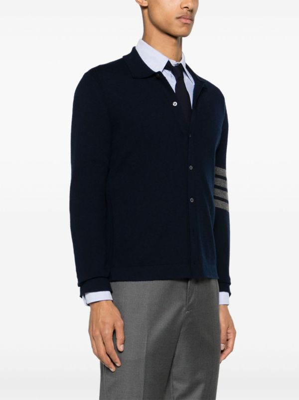 Thom Browne Blue 4-Bar Cashmere Cardigan | Browns Cardigans