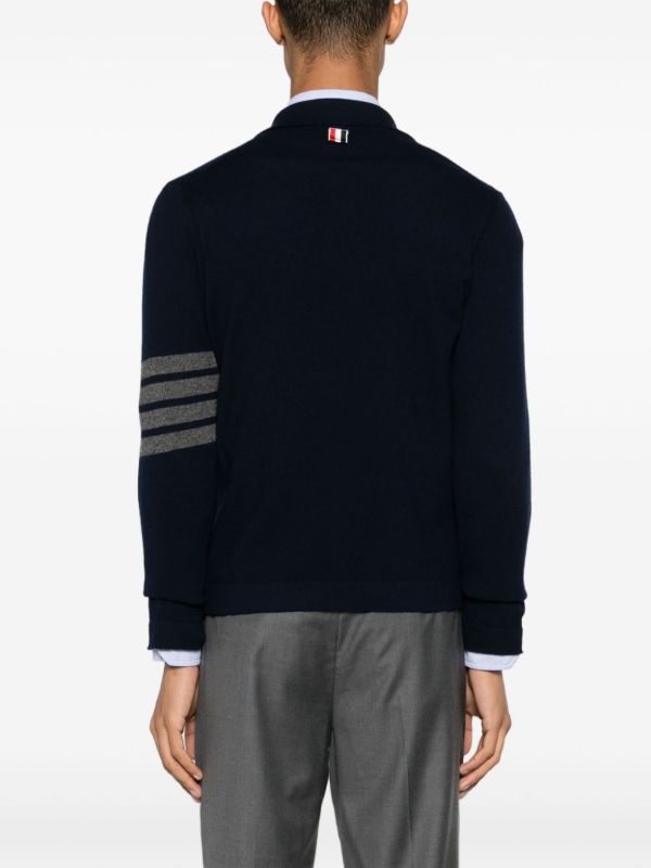 Thom Browne Blue 4-Bar Cashmere Cardigan | Browns Cardigans