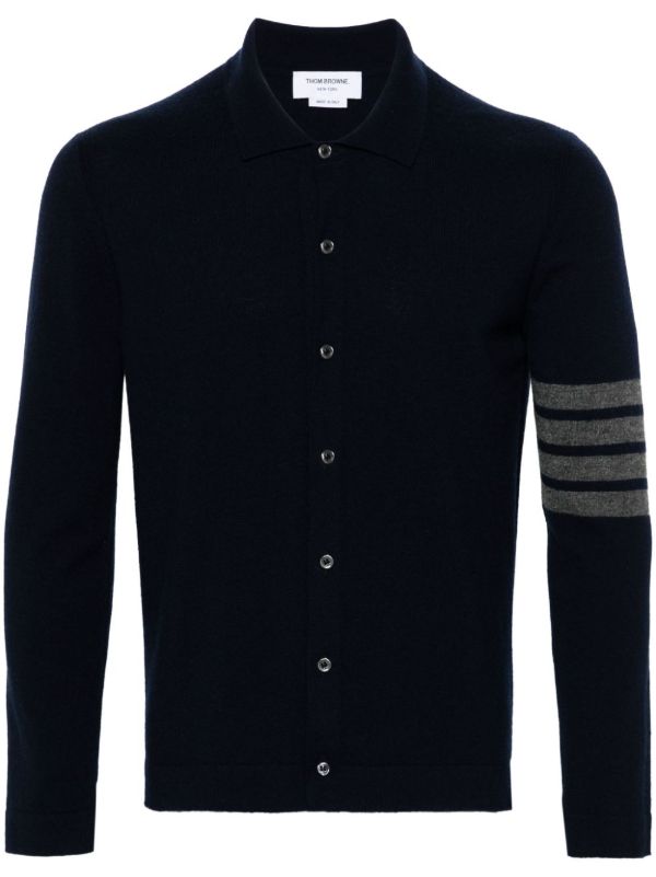 Thom Browne Blue 4-Bar Cashmere Cardigan | Browns Cardigans