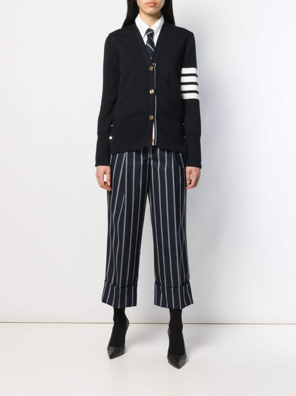 Thom Browne Blue 4-Bar Cotton Cardigan | Browns Cardigans