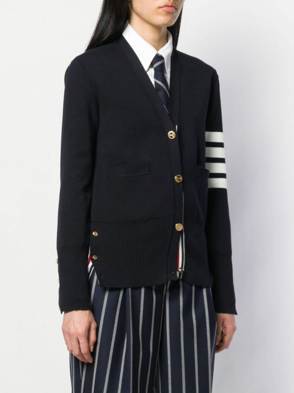Thom Browne Blue 4-Bar Cotton Cardigan | Browns Cardigans