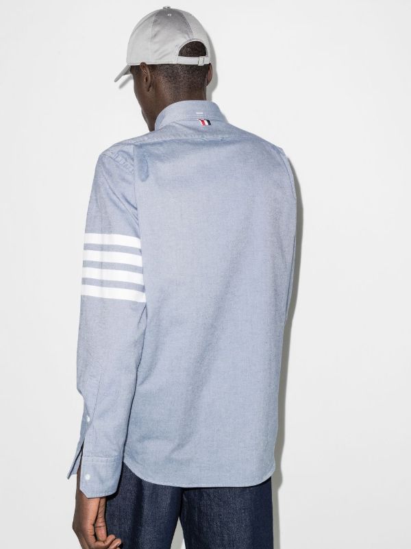Thom Browne Blue 4-Bar Stripe Cotton Shirt | Browns Shirts