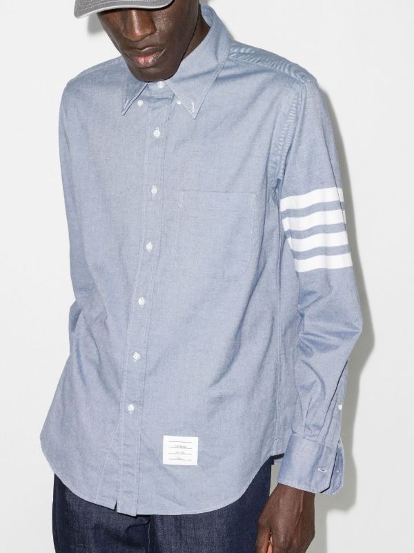 Thom Browne Blue 4-Bar Stripe Cotton Shirt | Browns Shirts