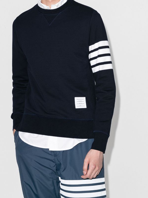 Thom Browne Blue 4-Bar Stripe Cotton Sweatshirt | Browns Sweatshirts