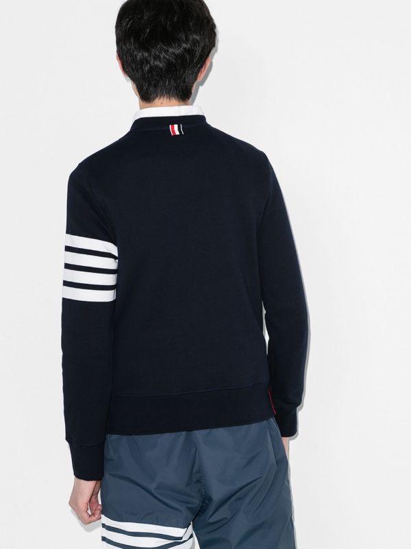 Thom Browne Blue 4-Bar Stripe Cotton Sweatshirt | Browns Sweatshirts