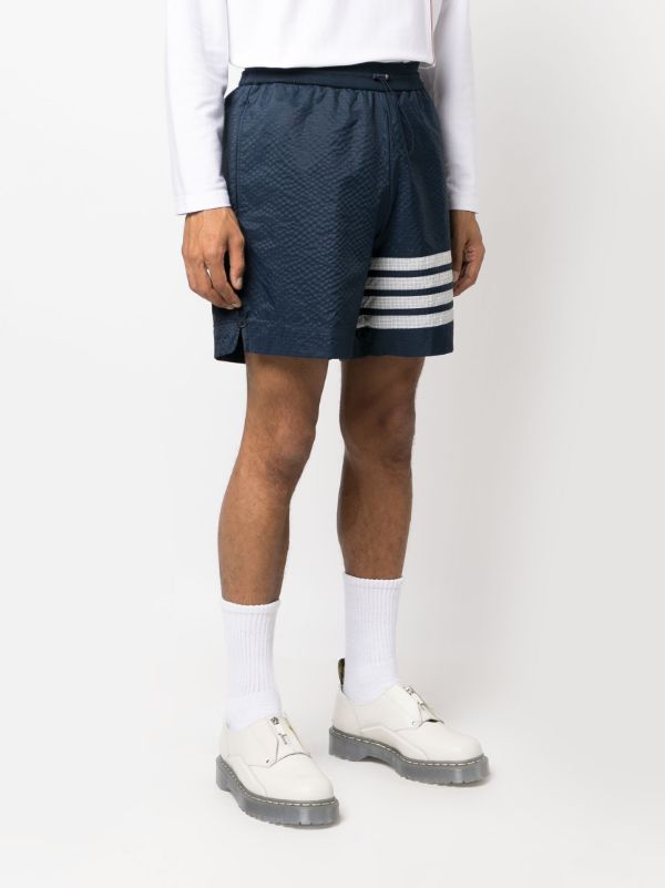 Thom Browne Blue 4-Bar Stripe Ripstop Track Shorts | Browns Track & Running Shorts