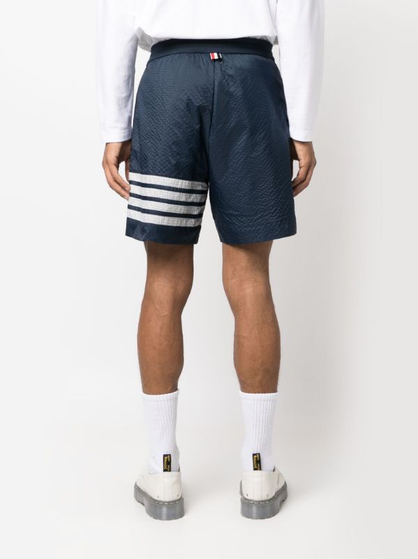 Thom Browne Blue 4-Bar Stripe Ripstop Track Shorts | Browns Track & Running Shorts