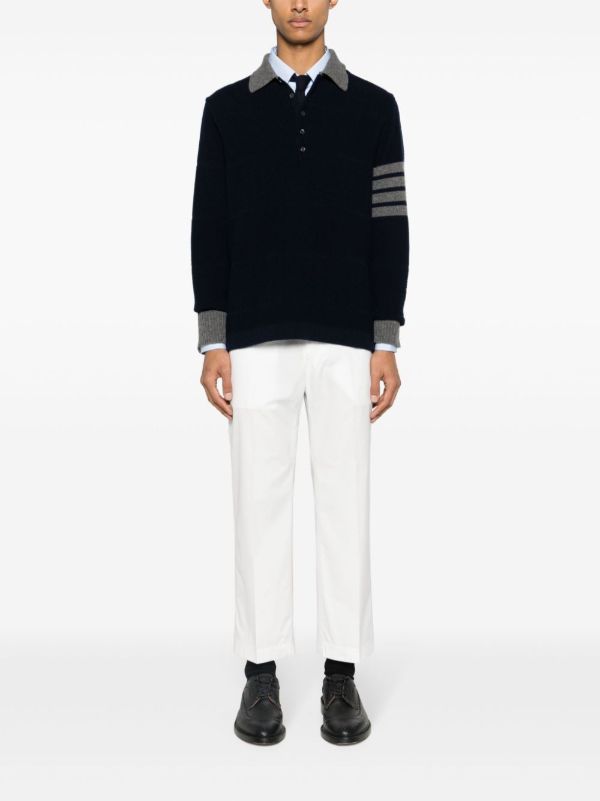 Thom Browne Blue 4-Bar Virgin Wool Polo Shirt | Browns Polo Shirts