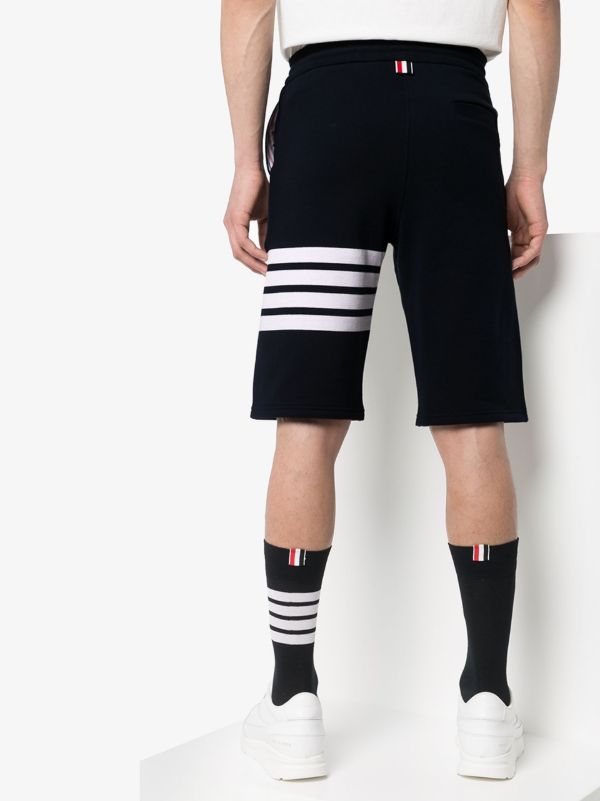 Thom Browne Blue Engineered 4-Bar Stripe Jersey Track Shorts | Browns Track & Running Shorts